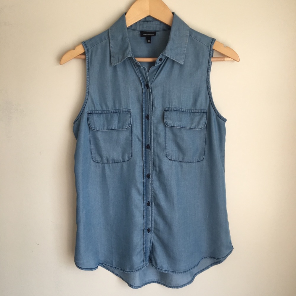 WhoWhatWear Chambray Button-up Tank XS